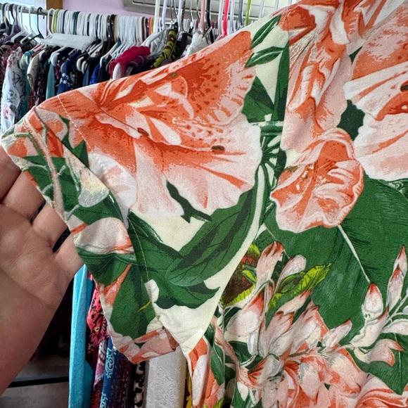 H&M Floral Print Midi Dress tropical look size XL spring - Picture 5 of 7